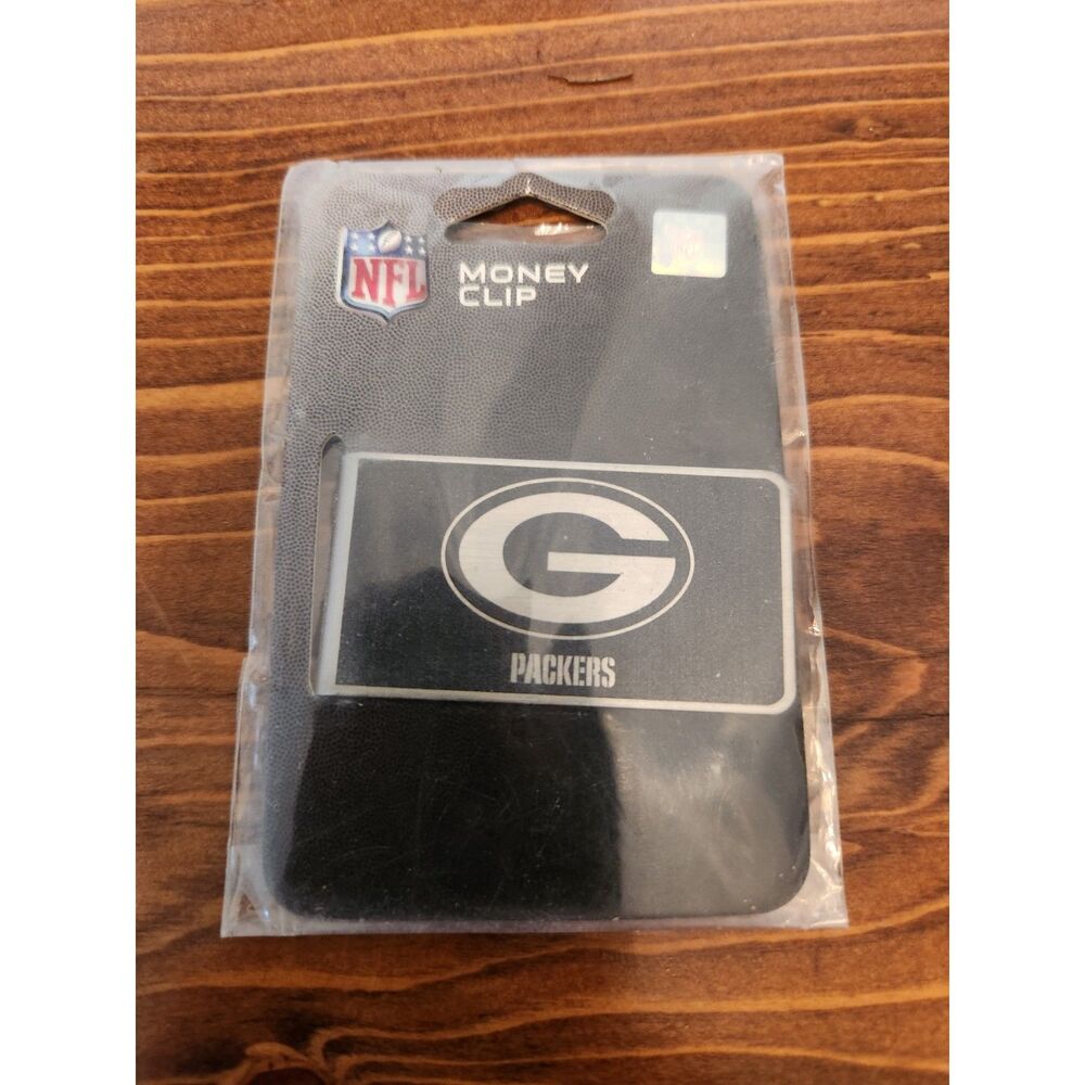 Green Bay Packers Money Clip Black and Steel Minimalist Wallet NWT NFL